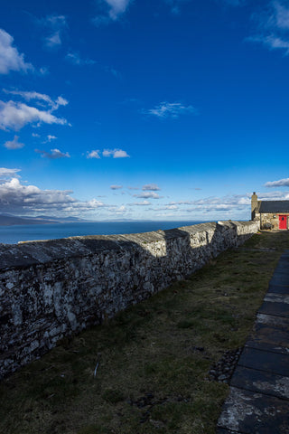 Clare Island lighthouse looking towards the mainland.