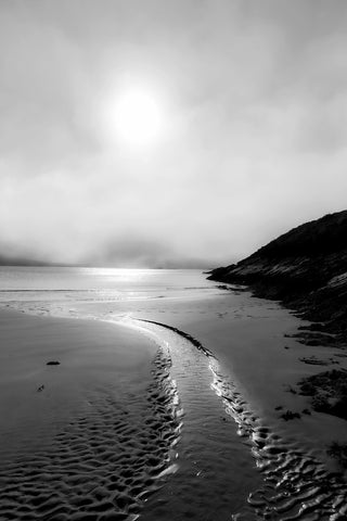 A black and white of a beautiful evening at Trá na Rossan, Co. Donegal. One of the most beautiful beaches in Ireland.